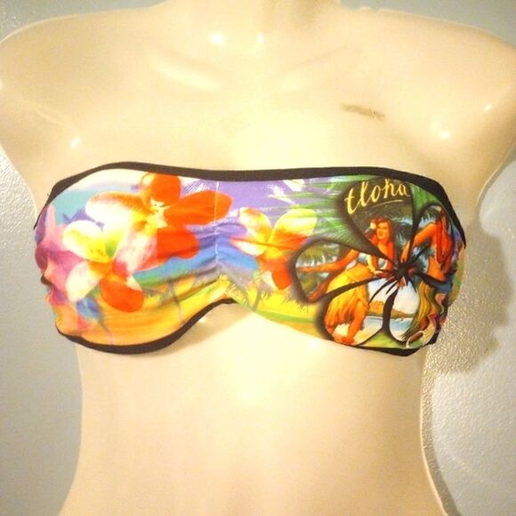 Ocean Pacific strapless bikini top with hula dancer - Picture 1 of 8